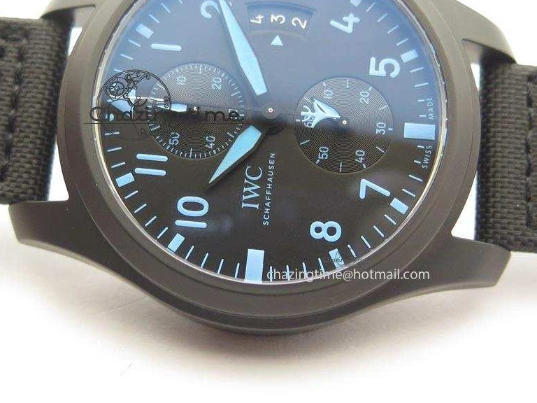 MIROTIME 0505 Pilot Chrono IW388003 Real Ceramic V6F 1:1 Best Edition On Black Nylon Strap A StreetReady 7284